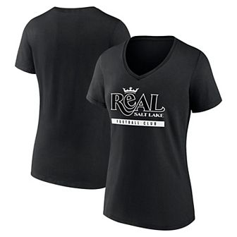 Women's Fanatics Branded Black Real Salt Lake Fundamentals Stealth V-Neck T-Shirt