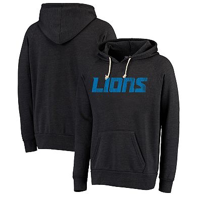 Men's Majestic Threads Black Detroit Lions Raglan Tri-Blend Pullover Hoodie