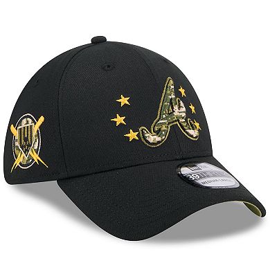 Men's New Era  Black Atlanta Braves 2024 Armed Forces Day 39THIRTY Flex Hat
