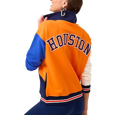 Women's Terez Orange/Navy Houston Astros Classic Colorblock Quarter-Zip Sweatshirt