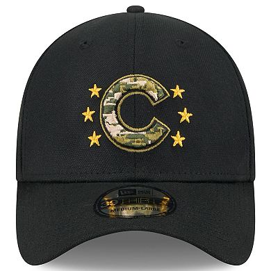 Men's New Era Black Chicago Cubs 2024 Armed Forces Day 39THIRTY Flex Hat
