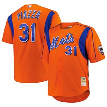 Men's Mitchell & Ness Mike Piazza Orange New York Mets Big & Tall Cooperstown Collection Mesh Batting Practice Jersey