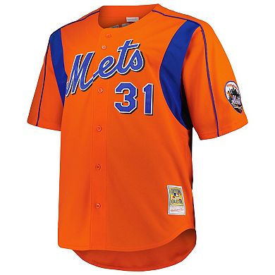 Men's Mitchell & Ness Mike Piazza Orange New York Mets Big & Tall Cooperstown Collection Mesh Batting Practice Jersey