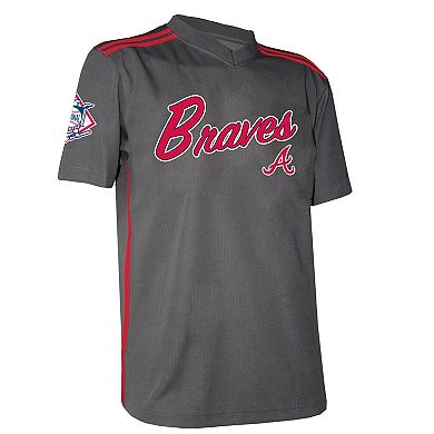 Men's  Stitches Charcoal Atlanta Braves Team V-Neck Jersey