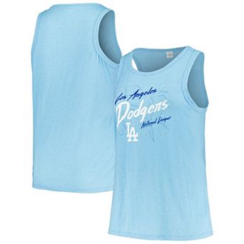 Women's Soft as a Grape Light Blue Los Angeles Dodgers Plus Size Curvy High Neck Tri-Blend Tank Top