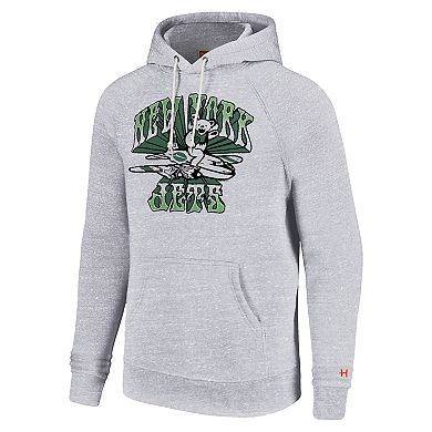 Unisex Homage White New York Jets Grateful Dead Tri-Blend Pullover Hoodie