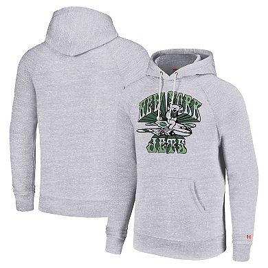 Unisex Homage White New York Jets Grateful Dead Tri-Blend Pullover Hoodie