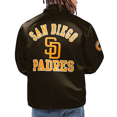 Men's Starter Brown San Diego Padres Option Route Satin Full-Snap Jacket