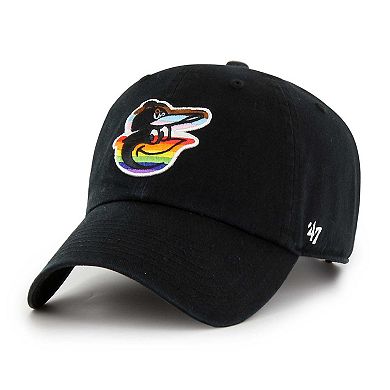 Men's '47 Black Baltimore Orioles Team Pride Clean Up Adjustable Hat