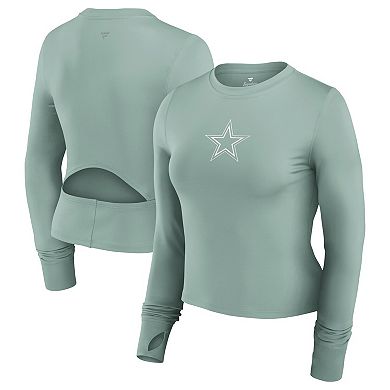 Women's Fanatics Signature Green Dallas Cowboys Studio Fitted Long Sleeve Gym Top