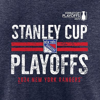 Men's Fanatics Branded  Navy New York Rangers 2024 Stanley Cup Playoffs Crossbar Tri-Blend T-Shirt
