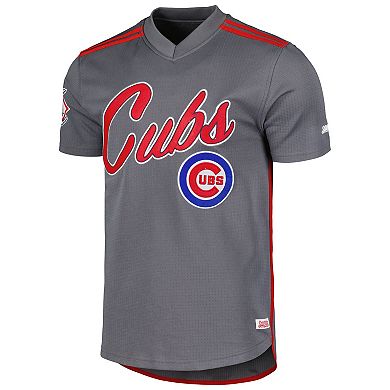 Men's  Stitches Charcoal Chicago Cubs Team V-Neck Jersey