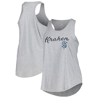 Women's Fanatics Branded Heather Gray Seattle Kraken Plus Size Racerback Tank Top