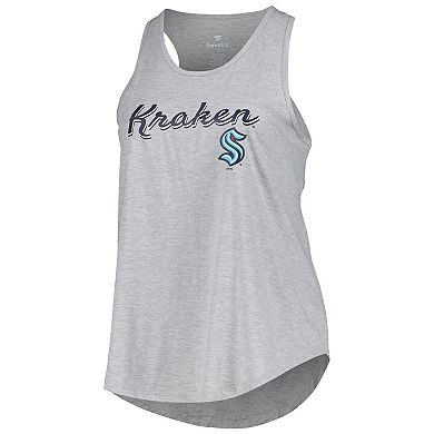 Women's Fanatics Branded Heather Gray Seattle Kraken Plus Size Racerback Tank Top