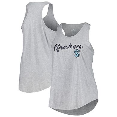 Women's Fanatics Branded Heather Gray Seattle Kraken Plus Size Racerback Tank Top
