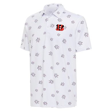 Men's Antigua White Cincinnati Bengals Fireworks Polo