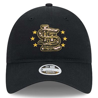 Women's New Era Black St. Louis Cardinals 2024 Armed Forces Day 9TWENTY Adjustable Hat