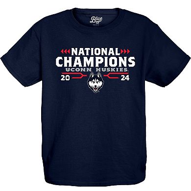 Youth Blue 84  Navy UConn Huskies 2024 NCAA Men's Basketball National Champions Bracket T-Shirt