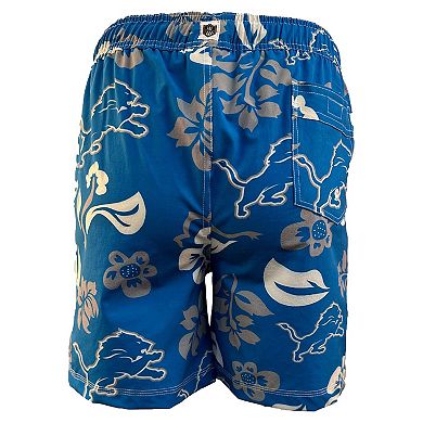 Youth Wes & Willy Blue Detroit Lions Floral Volley Swim Trunks