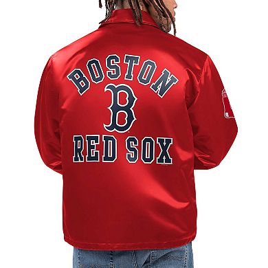 Men's Starter Red Boston Red Sox Option Route Satin Full-Snap Jacket