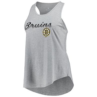 Women's Fanatics Branded Heather Gray Boston Bruins Plus Size Racerback Tank Top