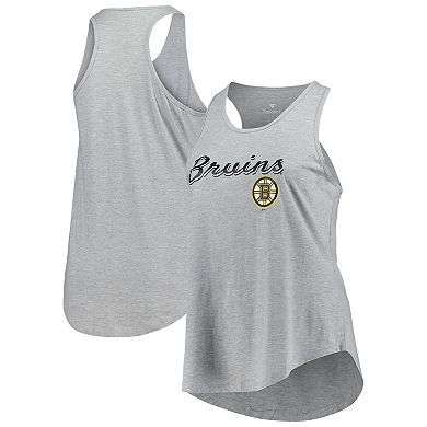 Women's Fanatics Branded Heather Gray Boston Bruins Plus Size Racerback Tank Top