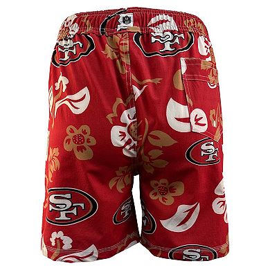 Youth Wes & Willy Scarlet San Francisco 49ers Floral Volley Swim Trunks