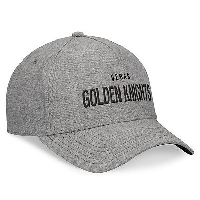 Men's Fanatics Signature Heather Gray Vegas Golden Knights Elements A-Frame Leather Strapback Hat