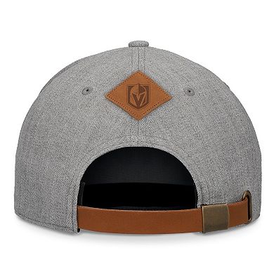Men's Fanatics Signature Heather Gray Vegas Golden Knights Elements A-Frame Leather Strapback Hat