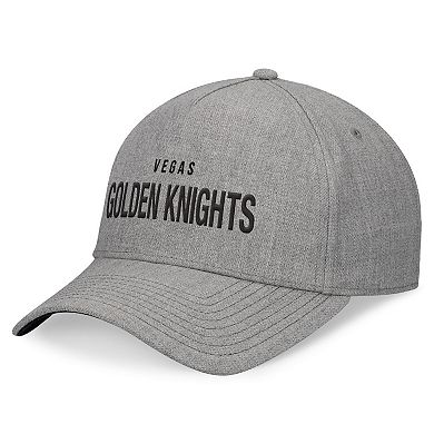 Men's Fanatics Signature Heather Gray Vegas Golden Knights Elements A-Frame Leather Strapback Hat