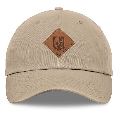 Men's Fanatics Signature Khaki Vegas Golden Knights Elements Unstructured Patch Leather Strapback Hat