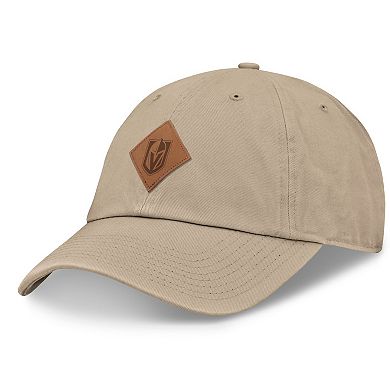 Men's Fanatics Signature Khaki Vegas Golden Knights Elements Unstructured Patch Leather Strapback Hat