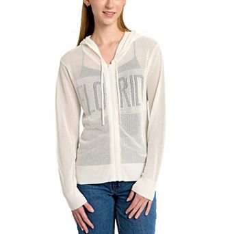 Women's Lusso Cream Florida Gators Summer Tonal Mesh Full-Zip Hoodie Sweater