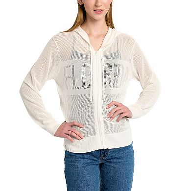 Women's Lusso Cream Florida Gators Summer Tonal Mesh Full-Zip Hoodie Sweater