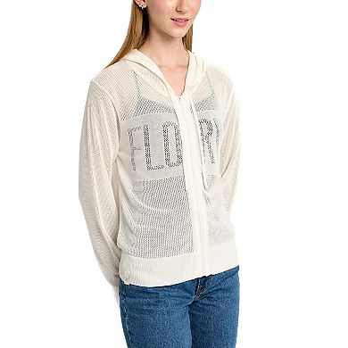 Women's Lusso Cream Florida Gators Summer Tonal Mesh Full-Zip Hoodie Sweater