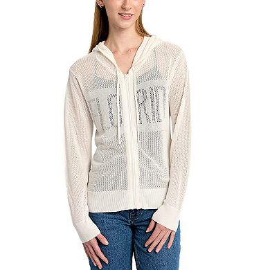 Women's Lusso Cream Florida Gators Summer Tonal Mesh Full-Zip Hoodie Sweater
