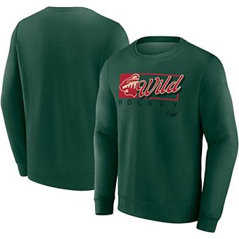 Men's Fanatics Green Minnesota Wild Focus Fleece Pullover Sweatshirt
