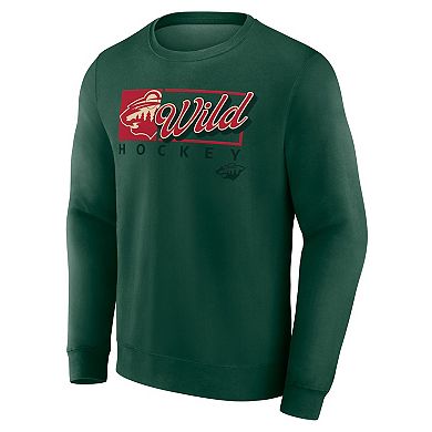 Men's Fanatics Green Minnesota Wild Focus Fleece Pullover Sweatshirt
