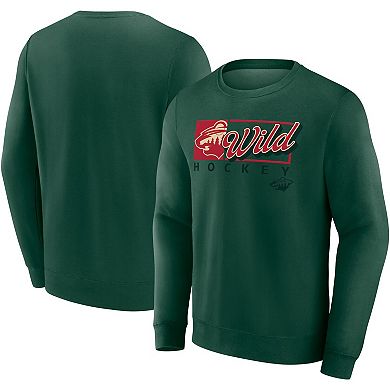 Men's Fanatics Green Minnesota Wild Focus Fleece Pullover Sweatshirt