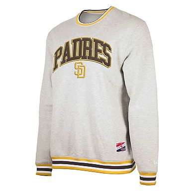 Men's New Era Heather Gray San Diego Padres Throwback Classic Pullover Sweatshirt