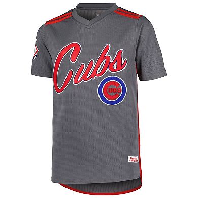 Youth Stitches Charcoal Chicago Cubs Team V-Neck Jersey