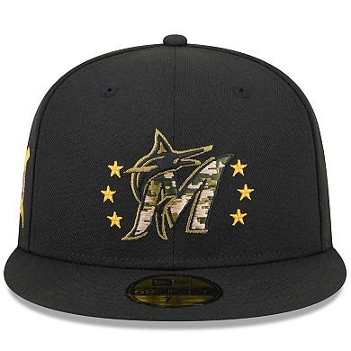 Men's New Era  Black Miami Marlins 2024 Armed Forces Day On-Field 59FIFTY Fitted Hat