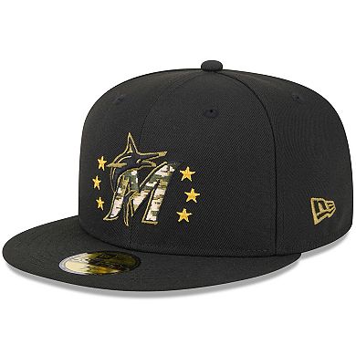 Men's New Era  Black Miami Marlins 2024 Armed Forces Day On-Field 59FIFTY Fitted Hat