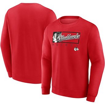 Men's Fanatics Branded Red Chicago Blackhawks Focus Fleece Pullover Sweatshirt