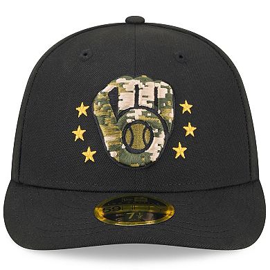 Men's New Era Black Milwaukee Brewers 2024 Armed Forces Day Low Profile 59FIFTY Fitted Hat