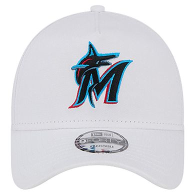 Men's New Era White Miami Marlins TC A-Frame 9FORTY Adjustable Hat