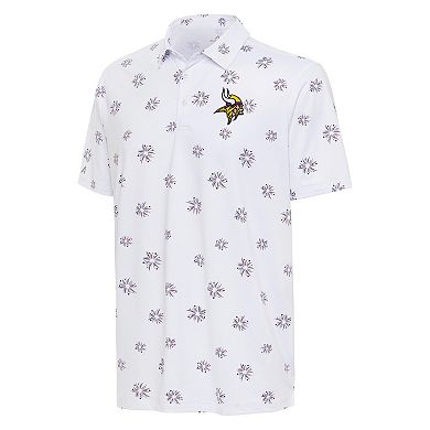 Men's Antigua White Minnesota Vikings Fireworks Polo