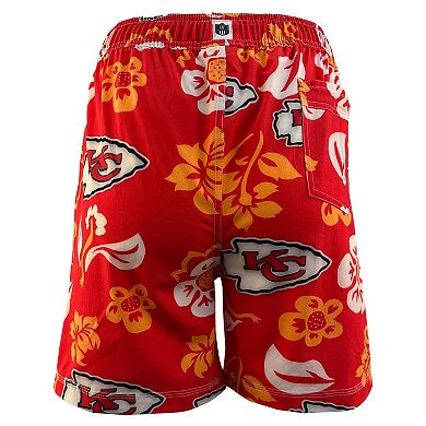 Youth Wes & Willy Red Kansas City Chiefs Floral Volley Swim Trunks
