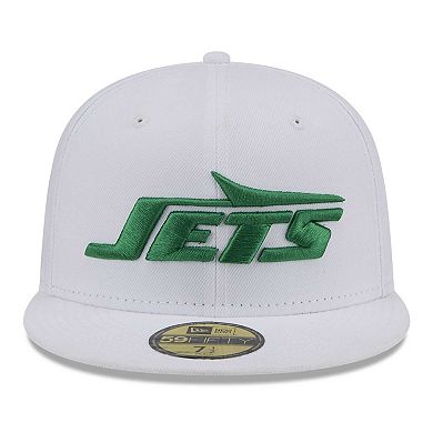 Men's New Era White New York Jets Wordmark Omaha 59FIFTY Fitted Hat