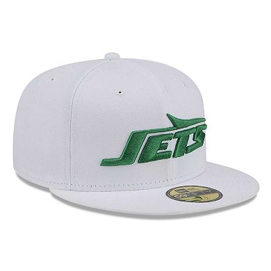 Men's New Era White New York Jets Wordmark Omaha 59FIFTY Fitted Hat